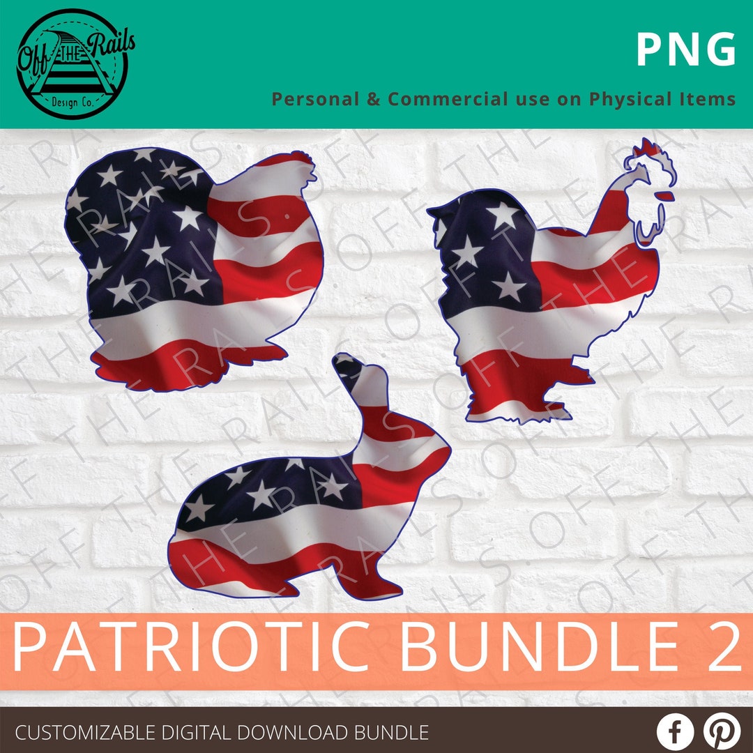Patriotic Rabbids Patriotic Animal PNG: Rabbit, Chicken Flag Design (digital Download) - Etsy
