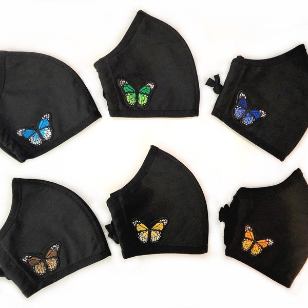 Butterfly Face Mask | Made in USA | Protective Face Mask | Face Mask | Face Cover | Washable Mask | Reusable Mask | Fast Shipping | Black -M