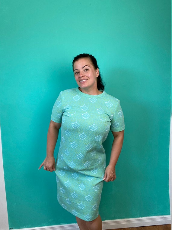 60s Mod GoGo Dress Teal/ Sea Foam Green