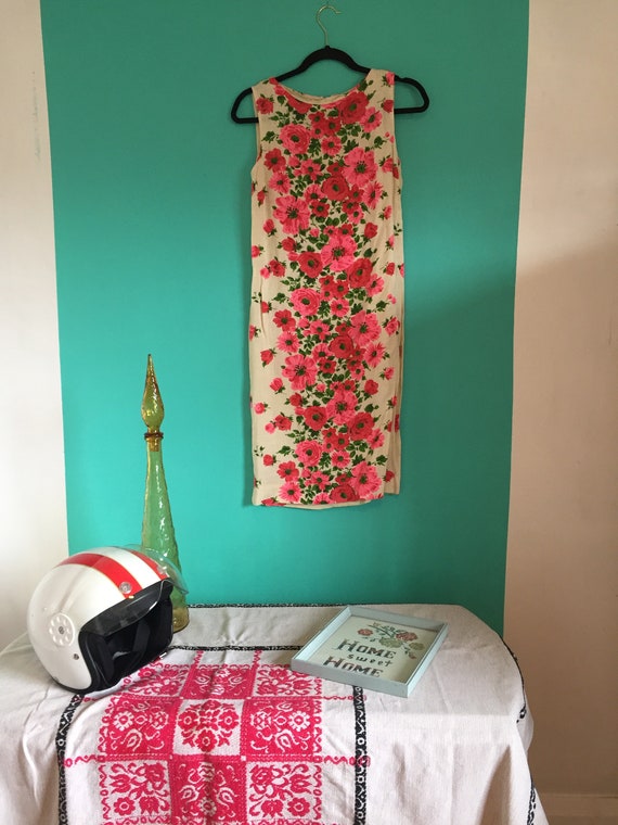60s Vintage Floral Rose Dress
