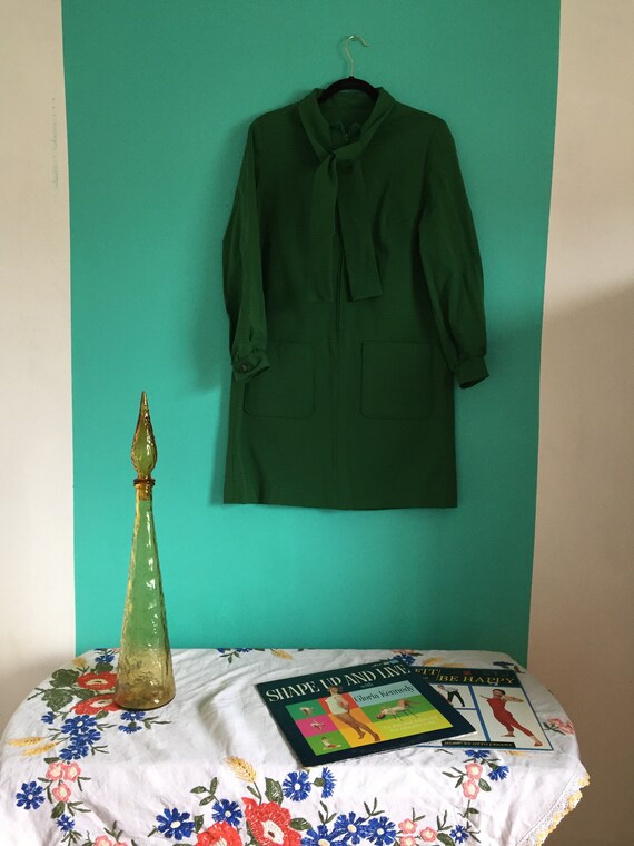 60s/70s Vintage Green striped dress