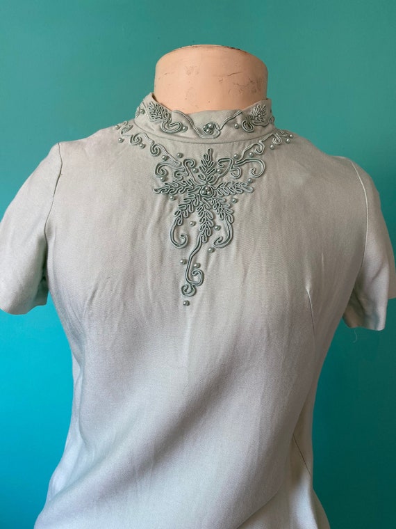 60s Mod GoGo Dress Mint Green Beaded