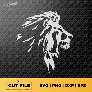 Leeuw geometrisch profiel dier SVG PNG DXF – numerieke versie voor Cricut & Silhouette – pochoir, vinyl, art imprimable