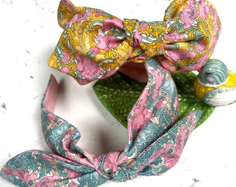 Liberty London Fabric Bow Headband: Clementina Print Alice Band