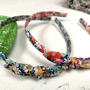 Liberty handmade Thin Alice headband, sailor bow headband, Meadow Floral headband for women girls kids headband hair accessories, Libby