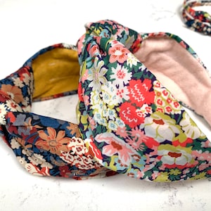 Liberty of London fabric Top knot Tie headband, Alice band, hair accessory, vintage Floral Meadow headband, twist headband, Thorpe Print