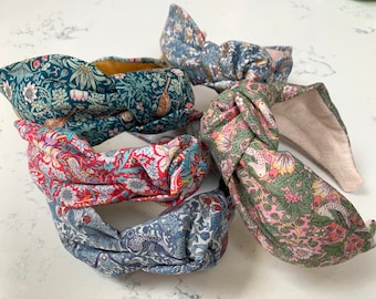 Liberty Strawberry thief designer fabric Top knot headband, women Alice band, band, hair accessory, Floral headband, twist headband