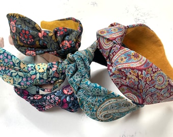 Liberty Stylish Top knot headband, women’s headband, Alice band, band, Vintage hair accessory, Paisley headband, twist headband, bandana