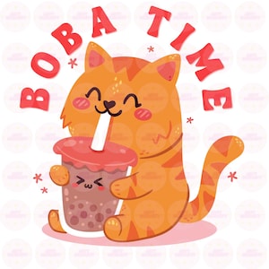 Cat Boba Clipart, Cute Cat, Kawaii Clipart, Cat Boba Art, Cat Boba Tea PNG, Bubble Tea, Bubble Tea PNG, Bubble tea clipart, Commercial Use