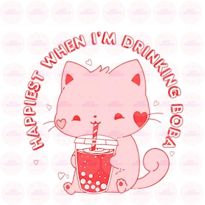 Cat Boba Clipart, Cute Cat PNG, Kawaii Clipart, Boba Tea PNG, Bubble Tea PNG, Kawaii Cat Sticker, Cute Boba, Bubble tea Gift, Commercial Use