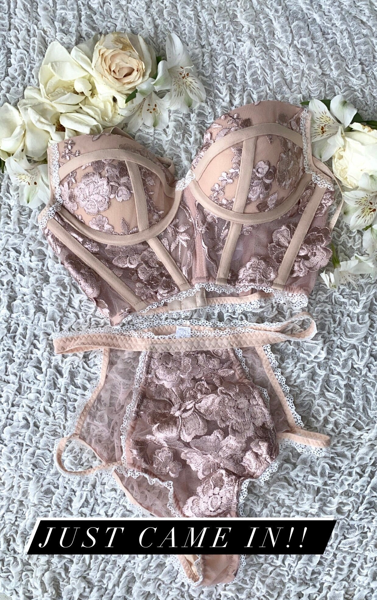 Pink Floral Bridal Lingerie Set, Push up Bra - Etsy
