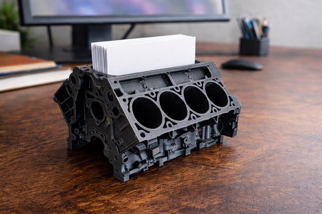 V8 Engine Block Business Card Holder – Realistic Automotive Desk Decor ...
