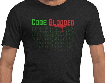 Camiseta CODE BLOODED - Camiseta gráfica unisex con diseño inspirado en Matrix