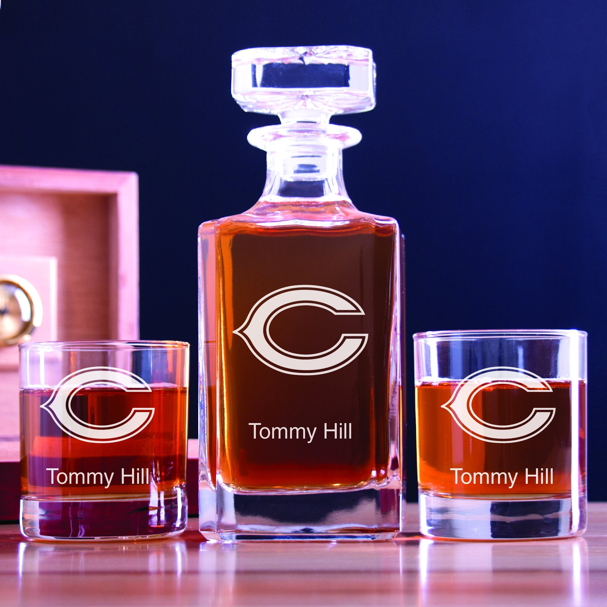 Personalized Football Team Decanter and Whiskey Glasses With Etsy