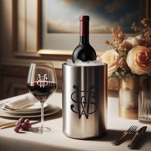 Monogram Personalized Stainless Steel Wine Cooler, Personalized Wine Chiller, Personalized Gifts, Personalized Birthday Gifts, Holiday Gifts