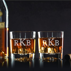 Whiskey Crystal Bottom Engraved Personalized Whiskey Glass - Perfect Gift for Whiskey Lovers - Personalized Monogram Etch Glasses -