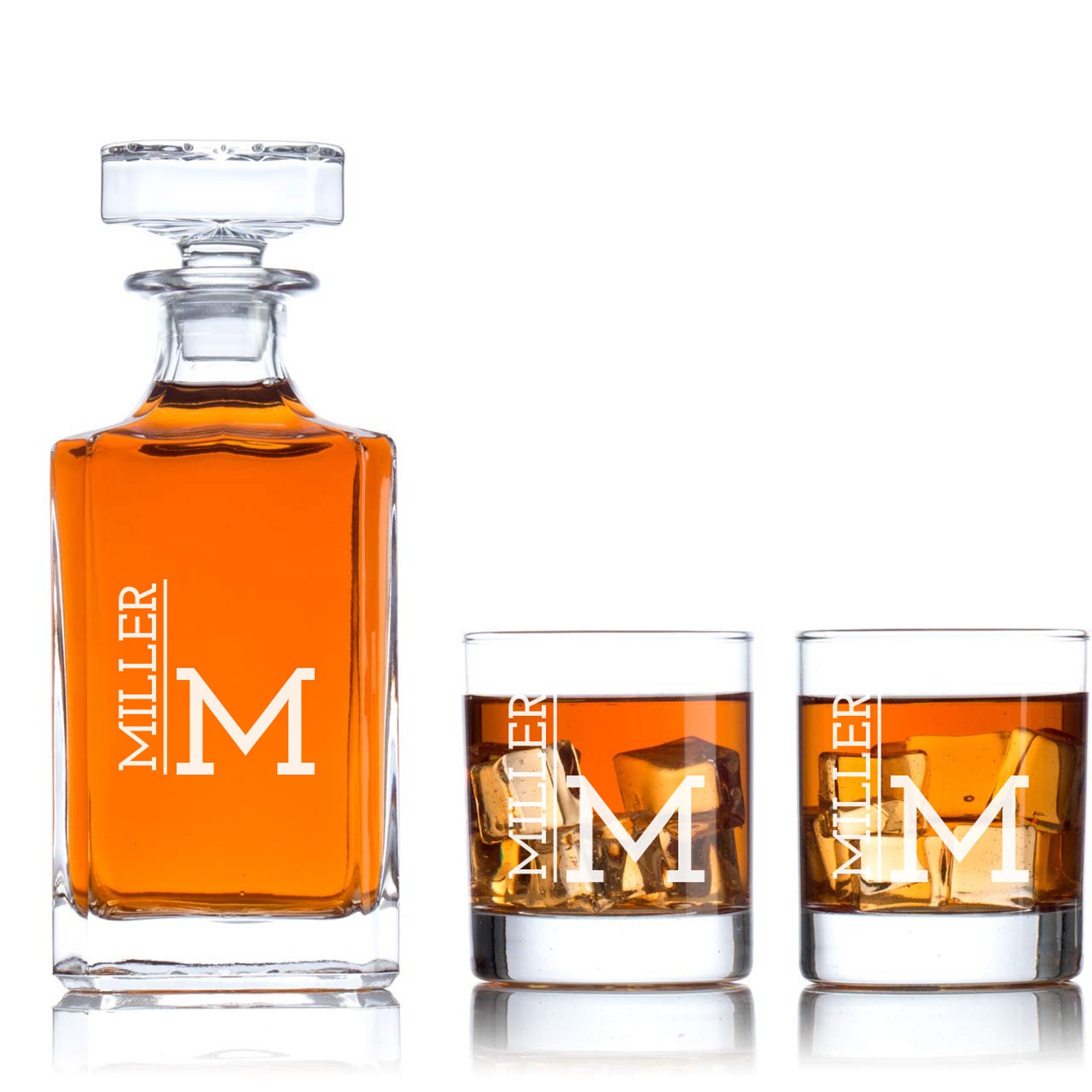 Personalized Barware Collection Set - Initial Monogram Bar Theme Design ...