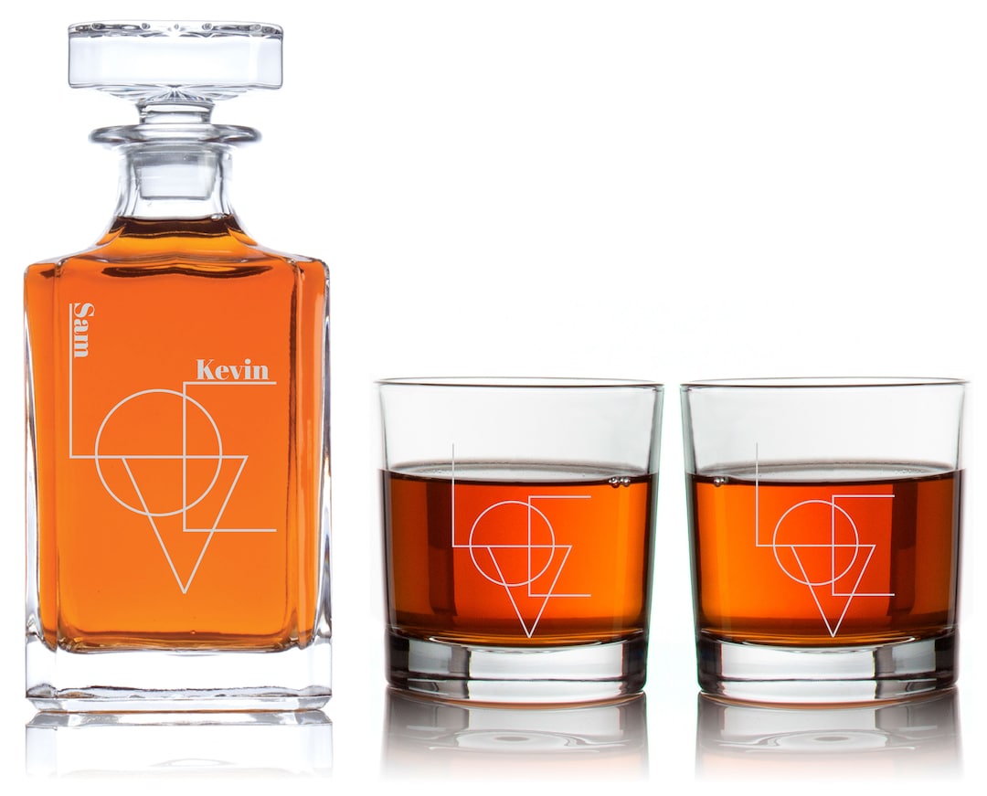 Personalized Barware Collection Set Valentines Day Etsy