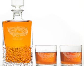 Personalized Stadium Engraved Decanter Set with Glasses - Custom Whiskey Gift for Sports Fans - Add Any Stadium