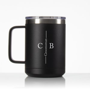 Personalized 15oz Travel Mugs -Monogram Groomsmen Engraved Sports Tumblers-Travel Coffee Mug-Stainless Steel Insulated Mugs-Engraved Tumbler
