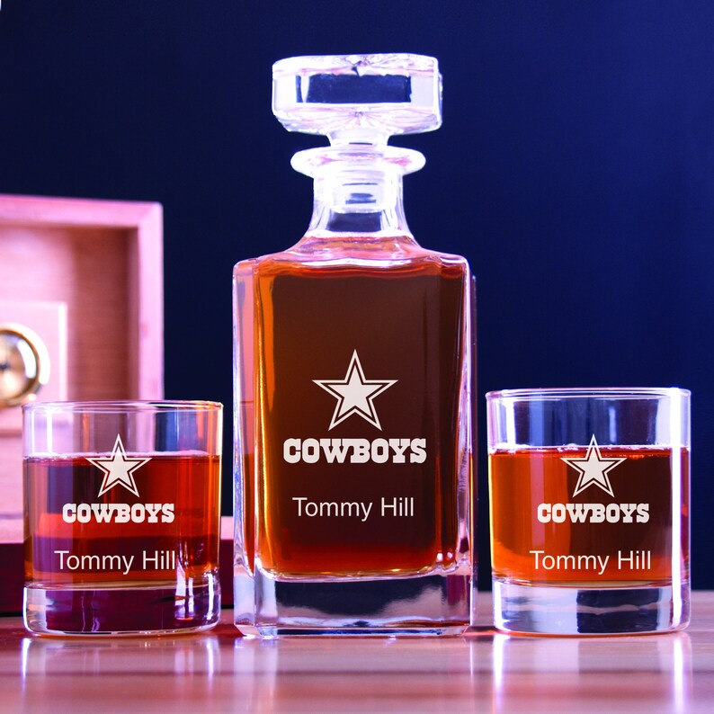 Personalized Football Team Decanter and Whiskey Glasses With Etsy