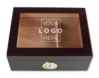 Personalized Cigar Humidor Engraved Glass Top Cigar Box - Man Cave Custom Cigar Humidor with Glass Top Cigar Box - Groomsmen Humidor Gifts
