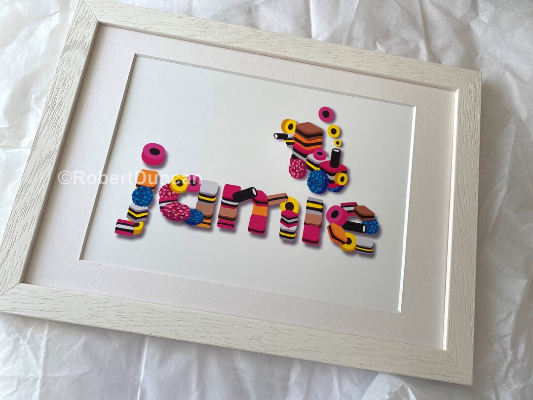 Name in Liquorice Allsorts Personalised Name Print Baptism Etsy