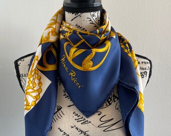 Free post Authentic Nina Ricci silk scarf 31x31 N3183