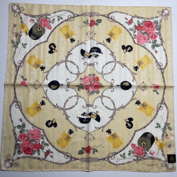 LANVIN Paris Vintage Handkerchief 22 x 22 inches - image 1