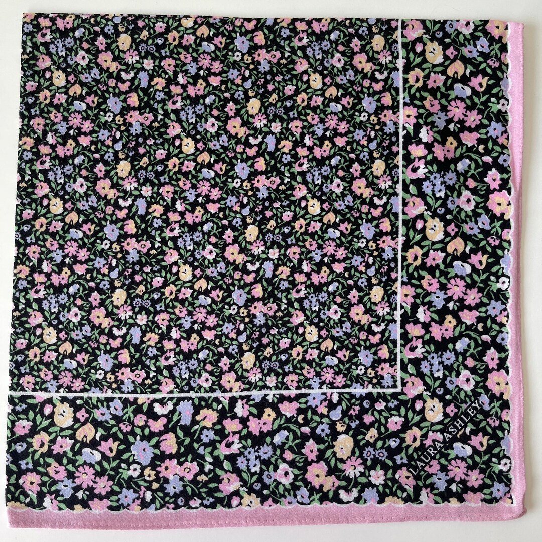 ローラ アシュレイ ヴィンテージ ハンカチ：フローラルコットン