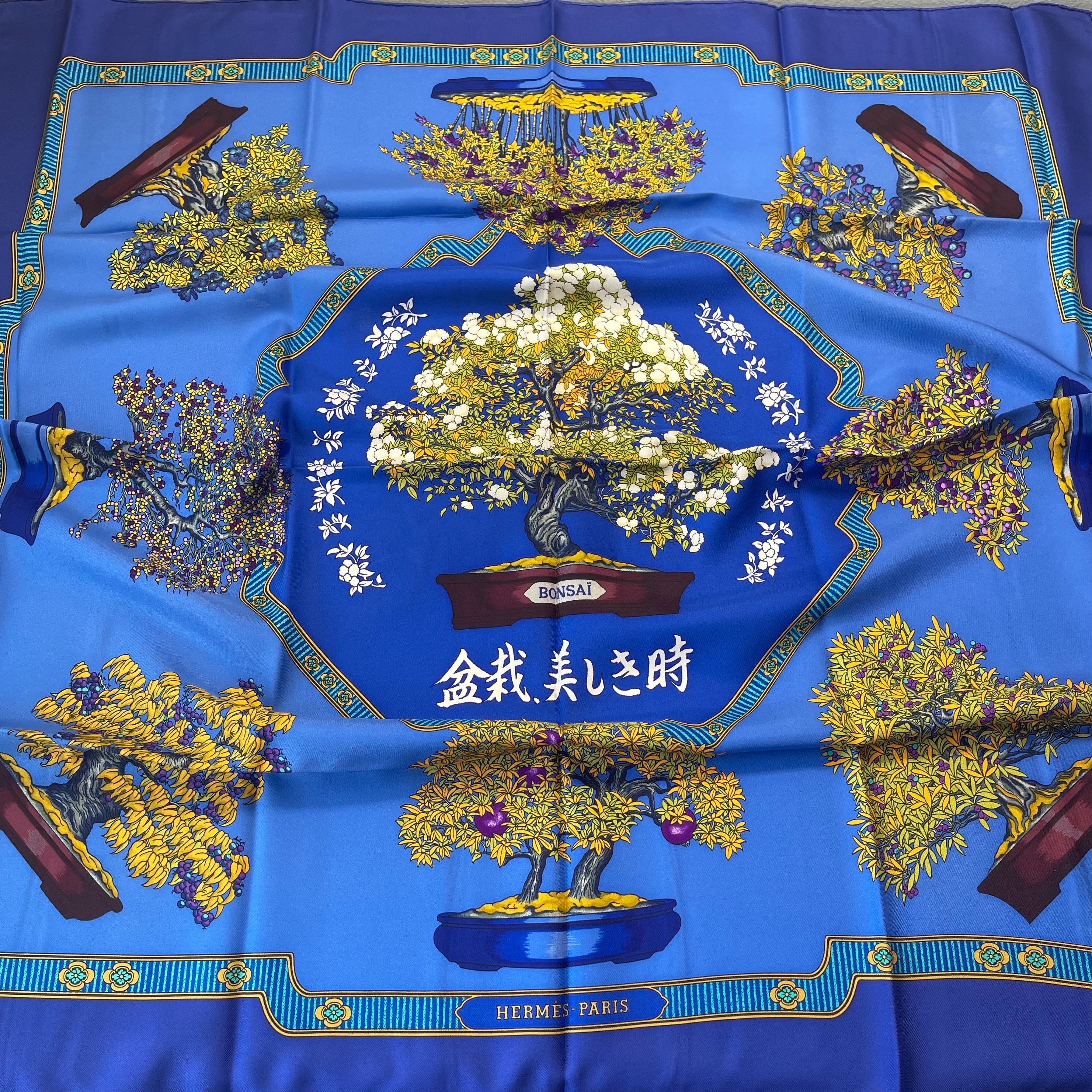 Hermès Paris Vintage Silk Scarf Bonsai Scarf 90 Cm , Made in