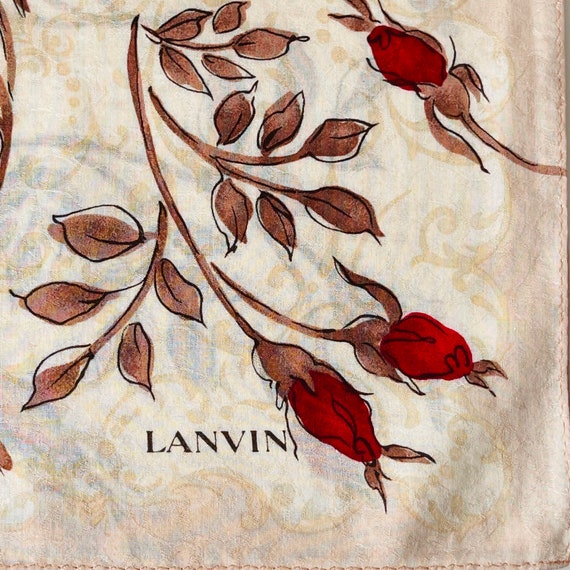 LANVIN Paris Vintage Handkerchief 19 x 19 inches - image 2