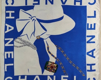 Vintage silk scarf, Chanel vintage silk scarf 33 x 34 inches, No tags care