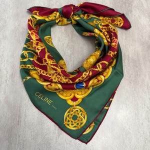 Vintage Celine Paris Silk Scarf - Made in Italy, 34 x 34 inches