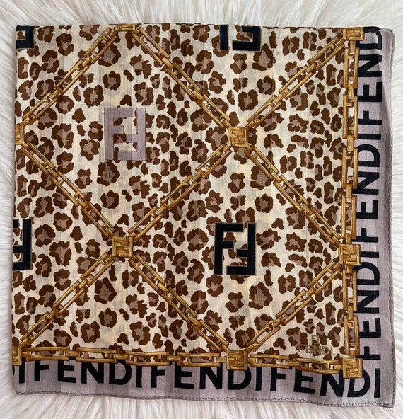 FENDI Vintage Handkerchief Made in Japan 23”x23” C