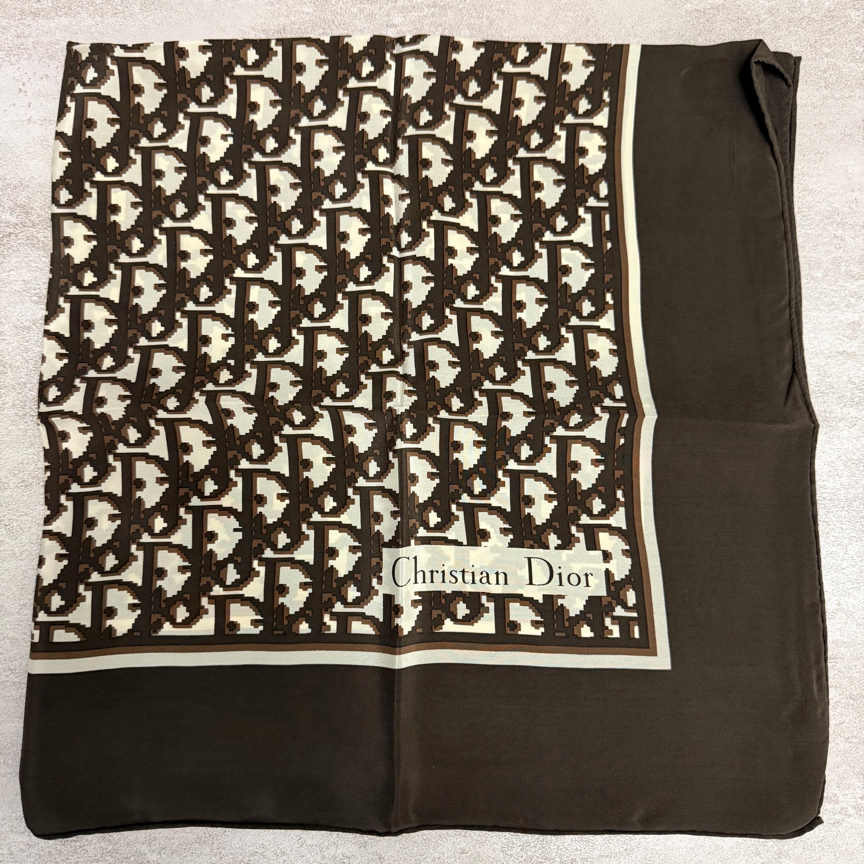 Christian Dior モノグラムスカーフ Vintage Christian Dior Silk Scarf: Monogram, 25x25 Inches - Etsy