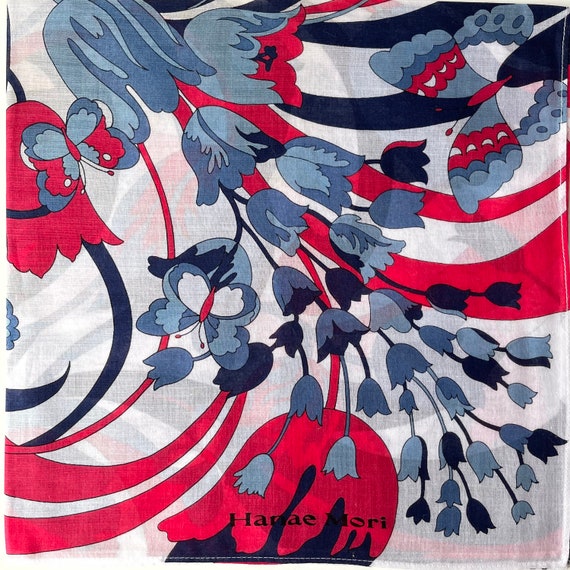 Hanae Mori Vintage Handkerchief 19 x 19 inches - image 5