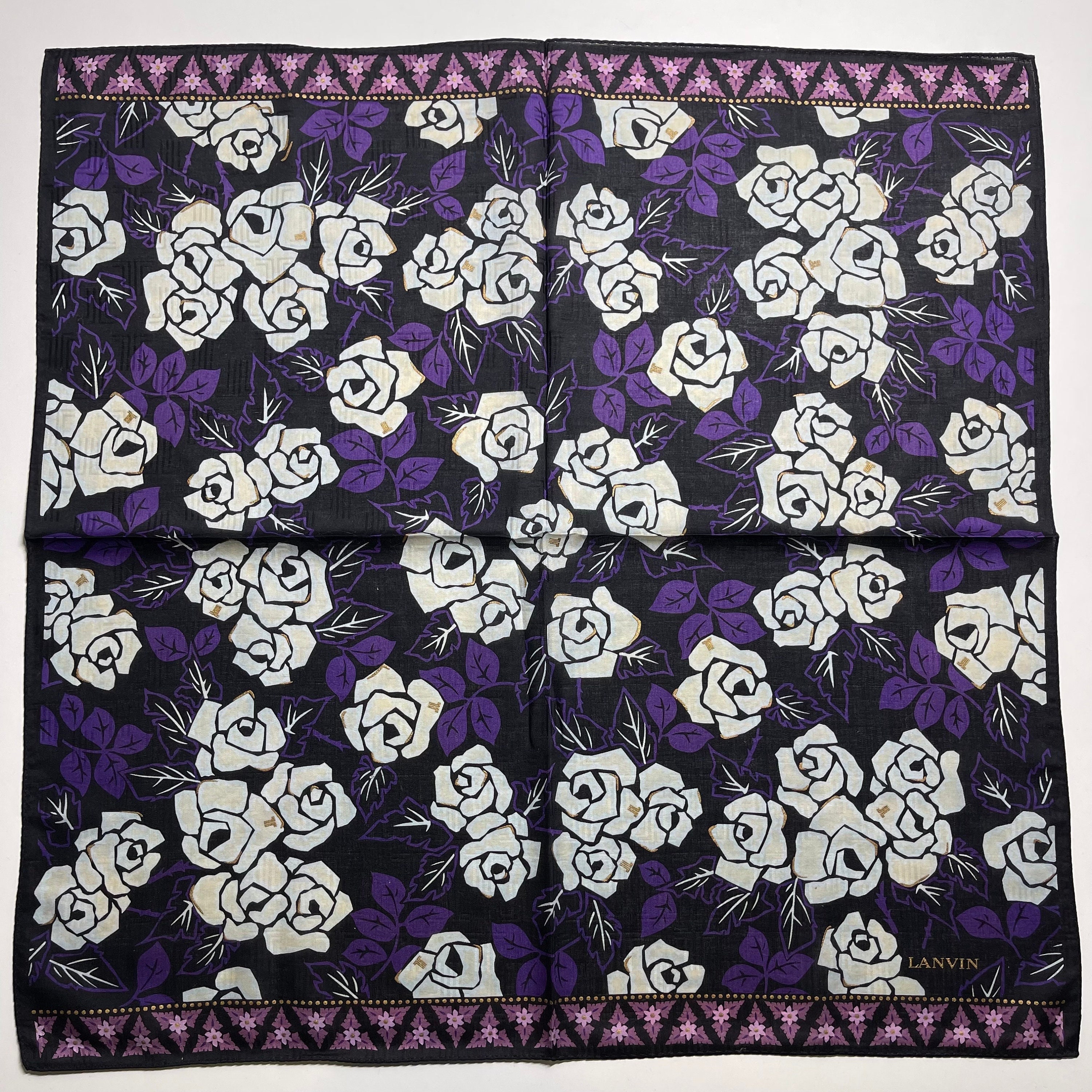 ランバン パリ ヴィンテージ ハンカチ 22 x 22インチ - Etsy 日本