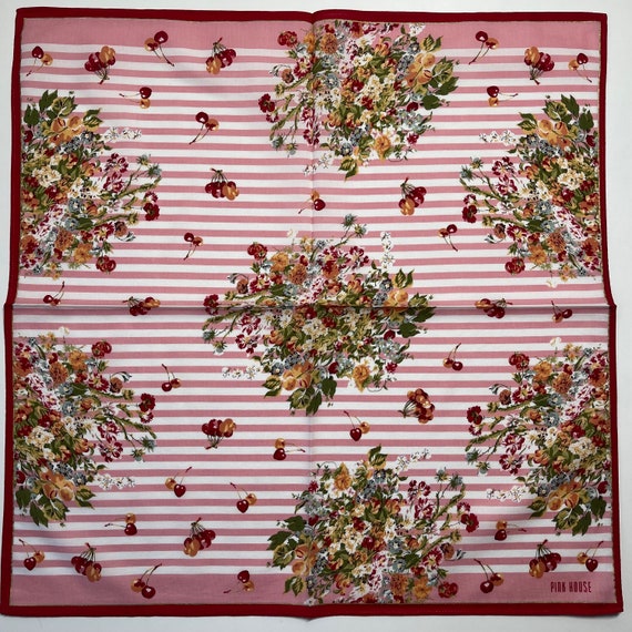 Pink House vintage handkerchief 18 x 18 inches - image 1