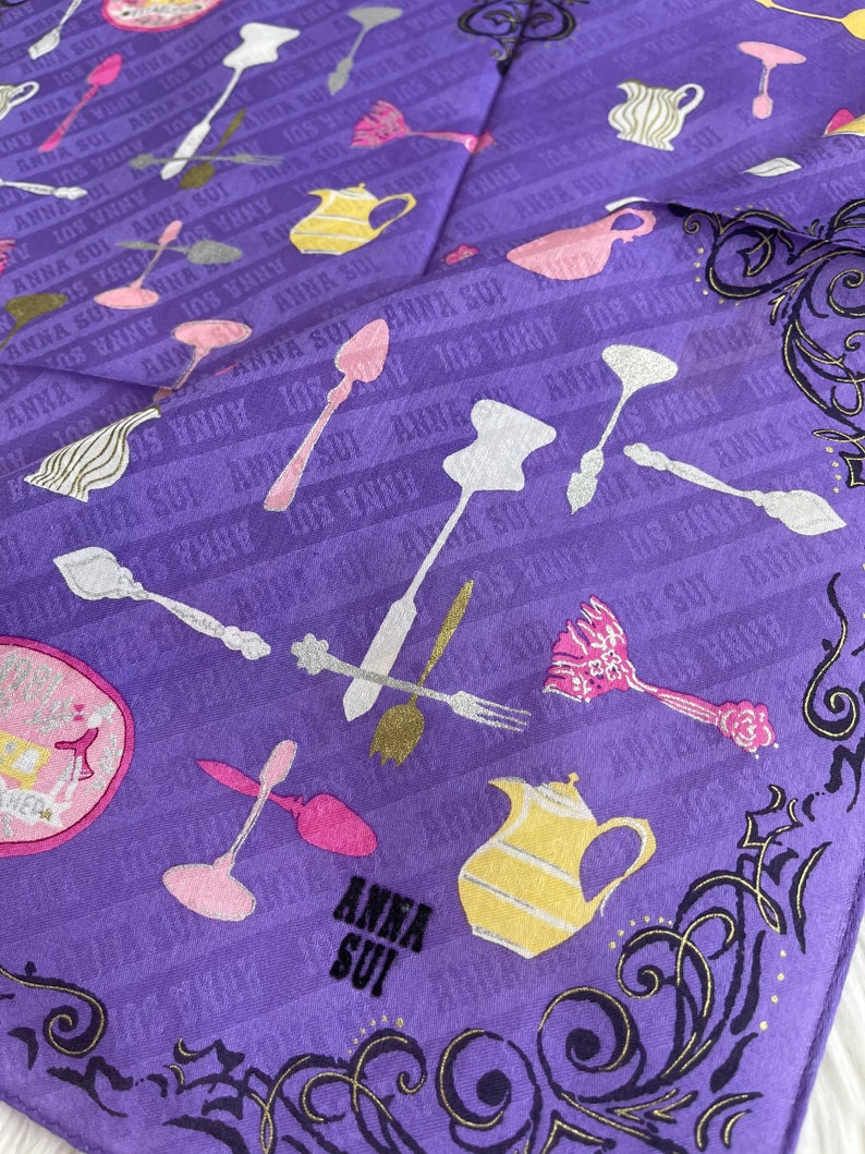 Anna Sui Vintage Handkerchief Made in Japan 18x18 Cotton image 3