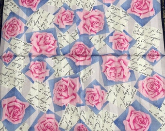 Roberta di Camerino Vintage Silk Handkerchief: Rose Print (58 x 58 cm)
