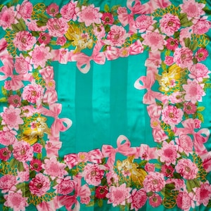 Vintage Floral Silk Scarf - WENSLI PHOENIX 25x25 In - Etsy