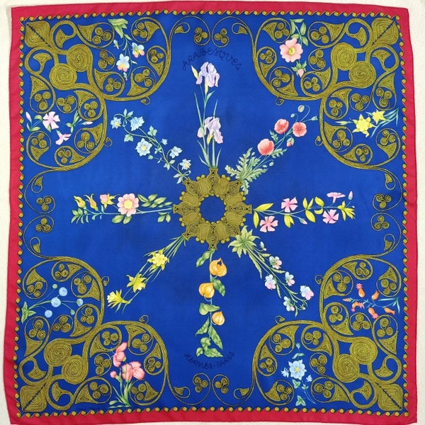 Foulard hermès vintage en soie 90 cm Arabesques Henri d’Origny