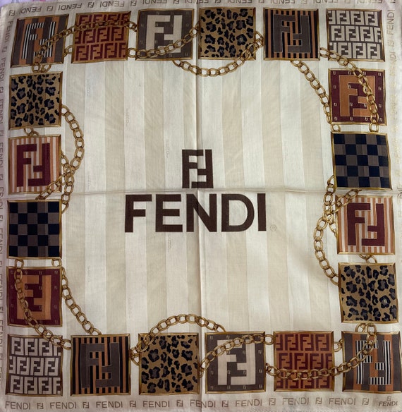 FENDI Vintage Handkerchief Made in Japan 23”x23” C