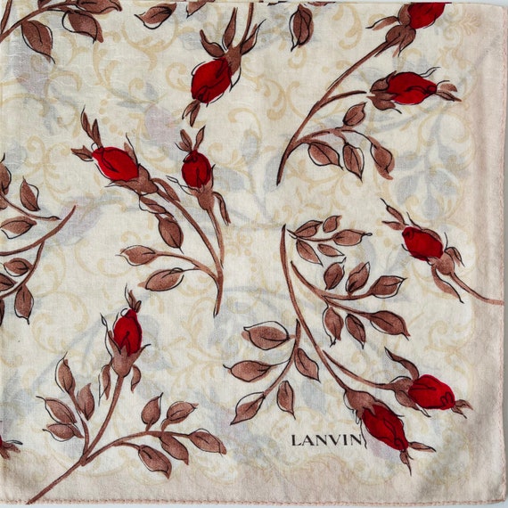 LANVIN Paris Vintage Handkerchief 19 x 19 inches - image 3