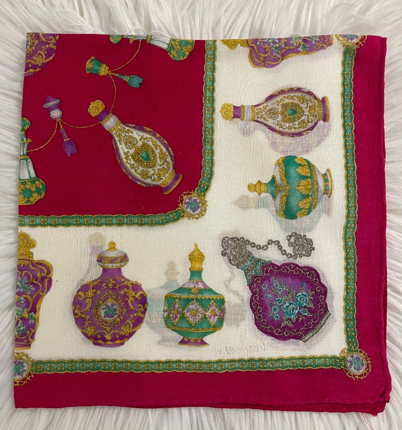 TRUSSARDI Vintage Handkerchief Made in Japan 19\u201dx19\u201d Cotton