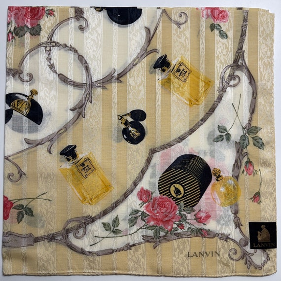 LANVIN Paris Vintage Handkerchief 22 x 22 inches - image 2