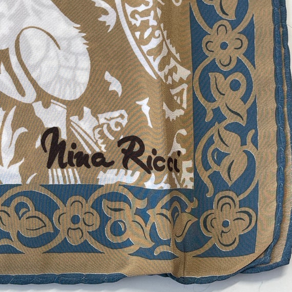 Nina Ricci Vintage Silk Scarf 33 x 33 inches, Sil… - image 3