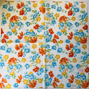Vintage Floral Cotton Handkerchief - Hiromichi Nakano Japan (22x22 in)