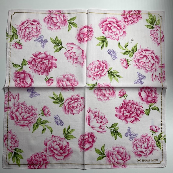 HANAE MORI Vintage Handkerchief 19 x 19 inches - image 1